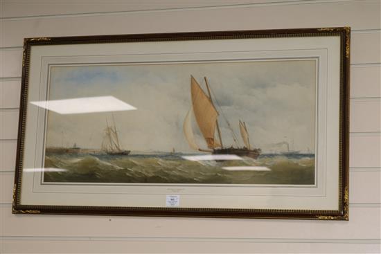 Charles Taylor Junior (fl. 1841-1883), Shipping off Yarmouth, 35.5cm x 81.5cm